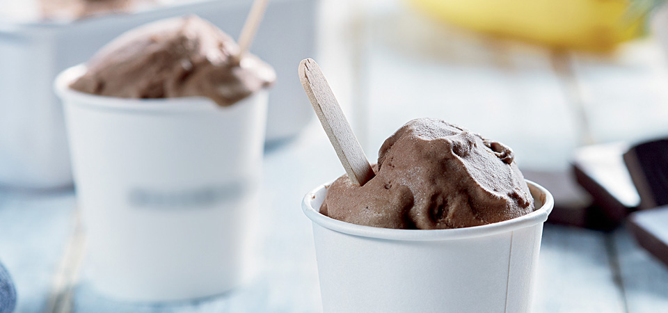 helado de platano y chocolate