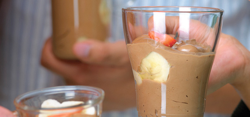 Mousse de platano y chocolate