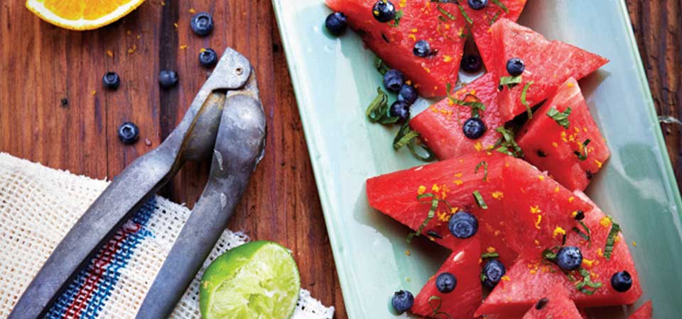 Ensalada de sandía y mora azul