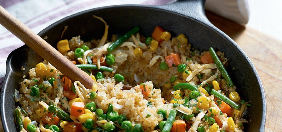 Receta de pollo con quinoa y vegetales