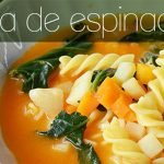 Sopa de Pasta Tornillo y Espinacas