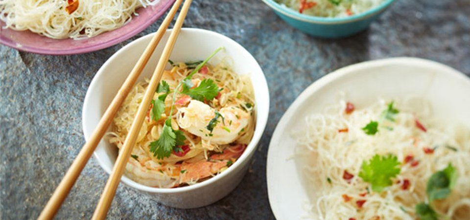 Vermicelli de arroz con camarones