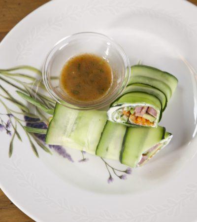 Rollo de Pepino Relleno de Atun  con Queso Crema